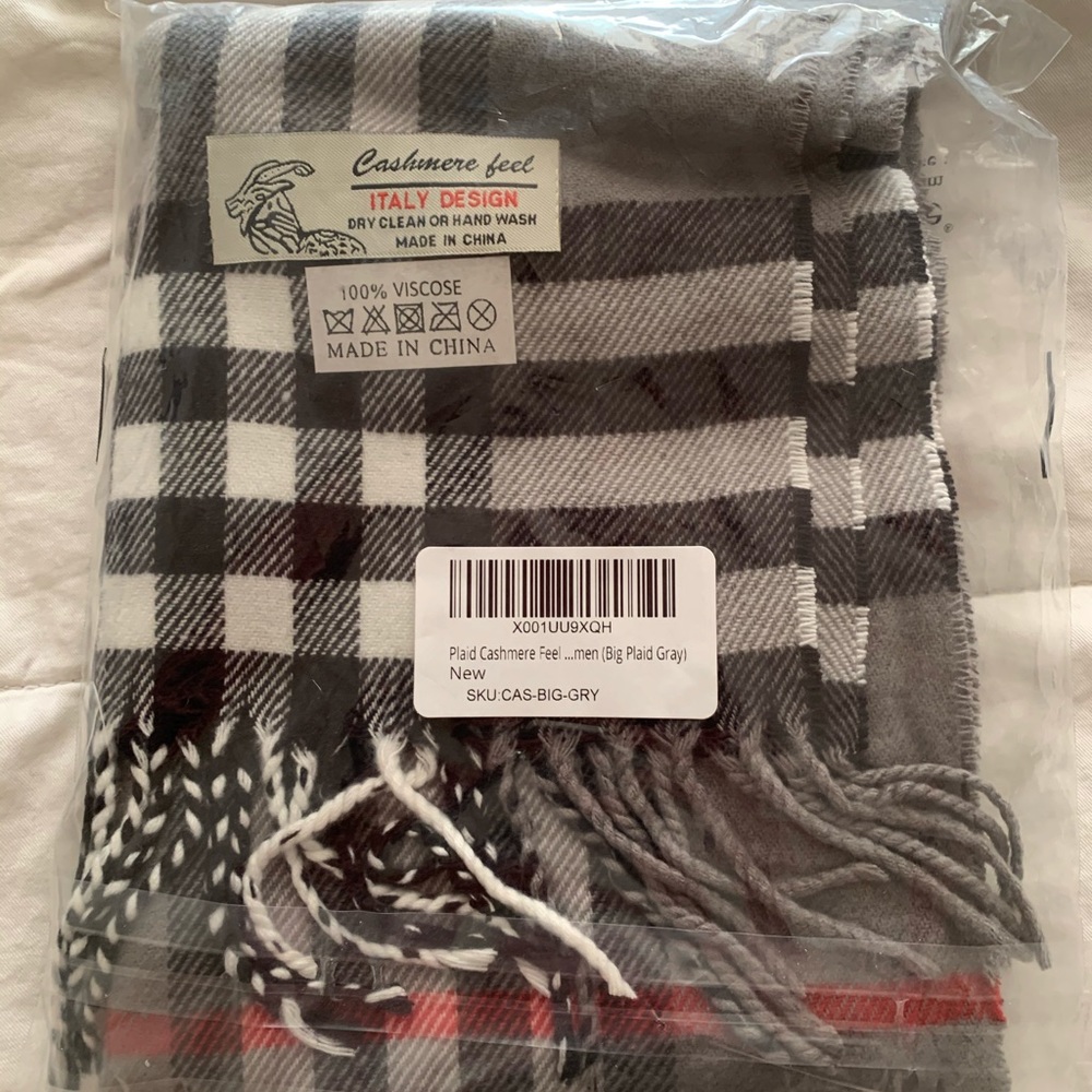 Plaid cashmere scarf
